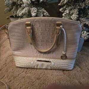 Brahmin Duxbury Pumice Tri-Color Leather Satchel, No Dust Bag.